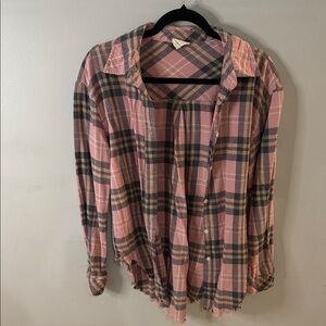 Harper Pink and Gray Plaid Top